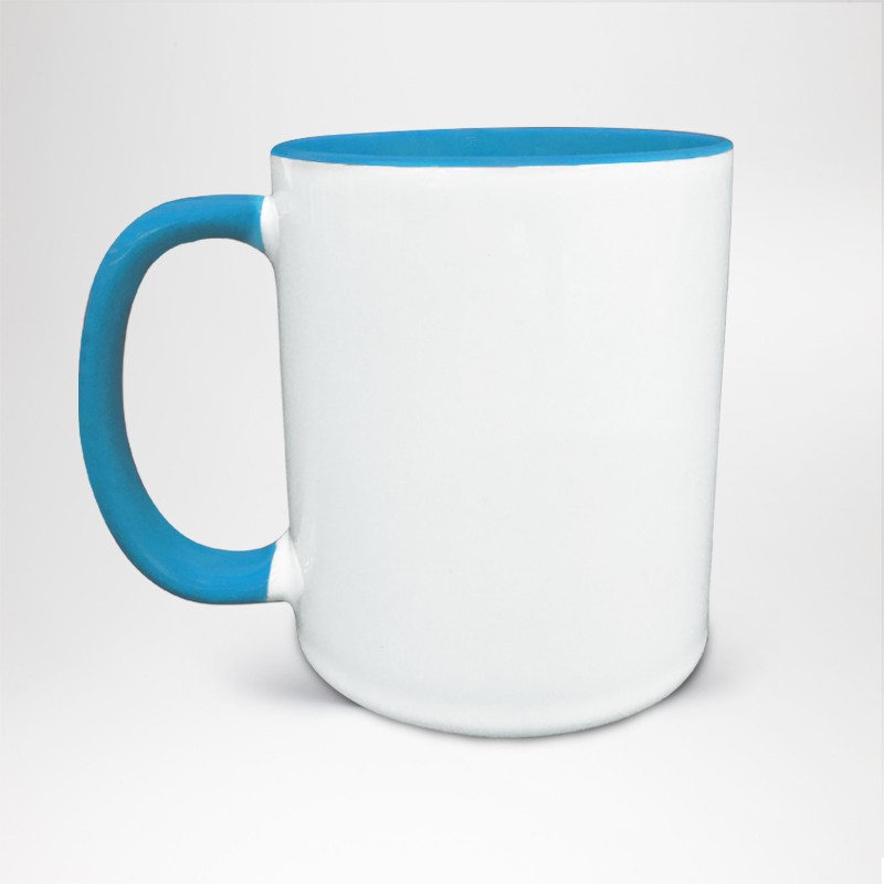 Mug Bicolore en céramique personnalisé bleu clair