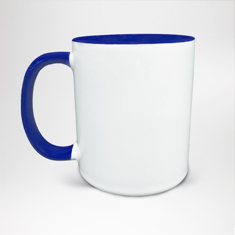 Mug Bicolore en céramique personnalisé bleu royal