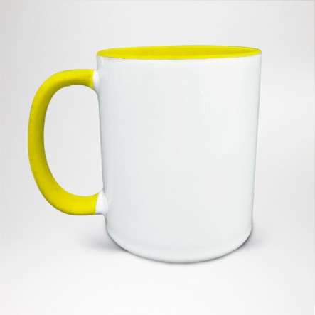 Mug Bicolore en céramique personnalisé jaune